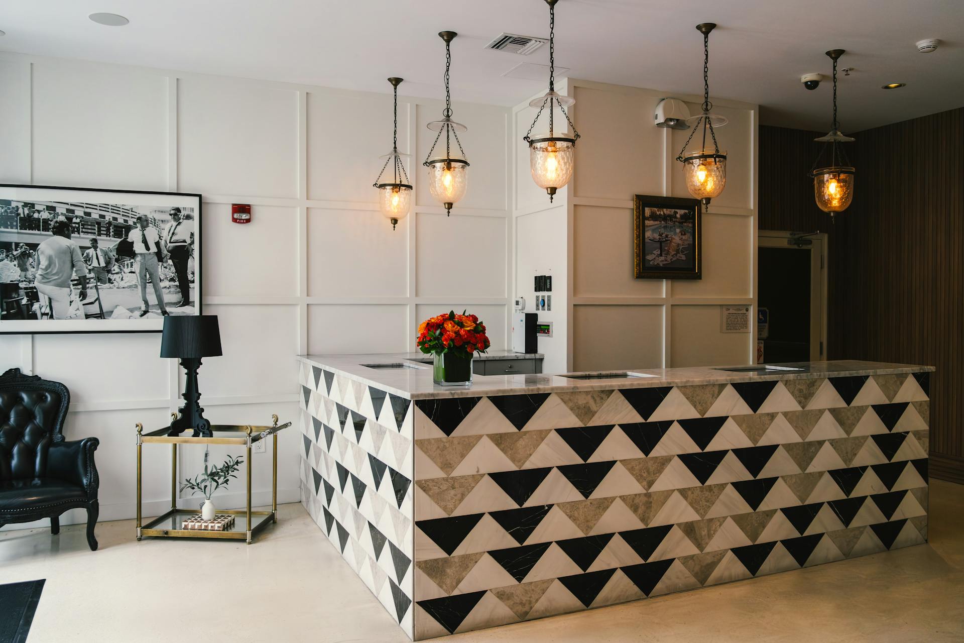 Casa Boutique-style lobby with patterned reception desk